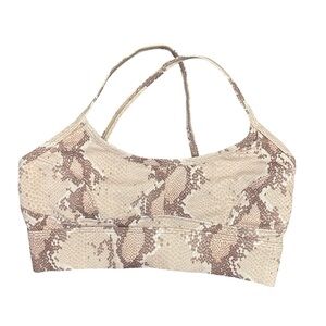 Varley Beige and Brown Snake-Print Sports Bra